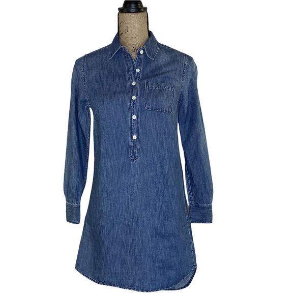 J Crew Tunic Dress Womens Size 0 Denim Chambray ASO Pretty Little Liars Preppy - Picture 1 of 12